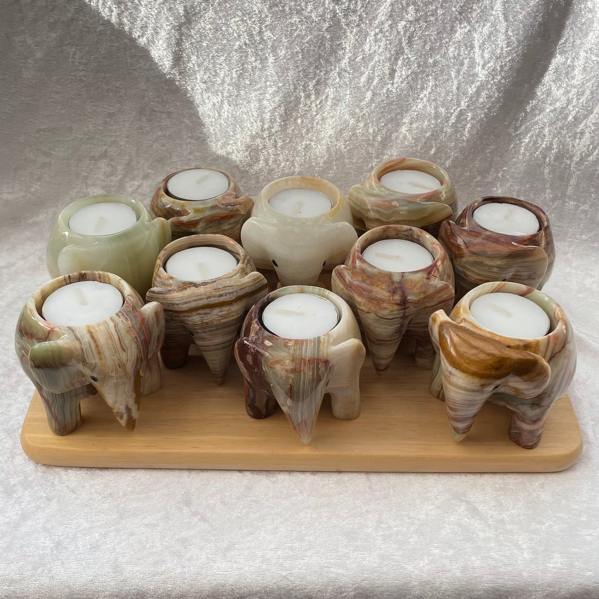 Onyx Elephant Tealight Candle Holders