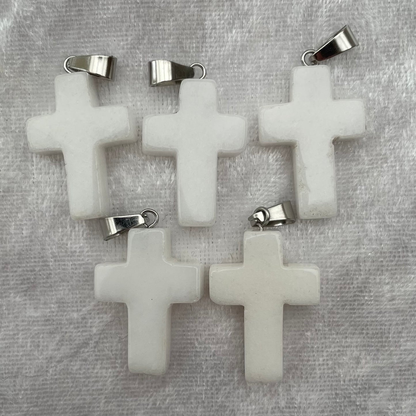 White Agate Cross Pendants