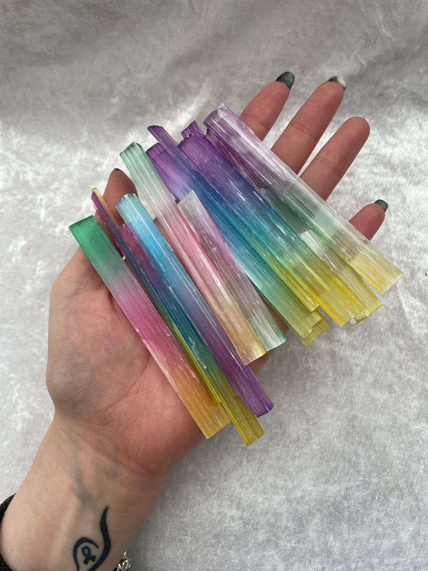 Rainbow Aura Selenite Pieces