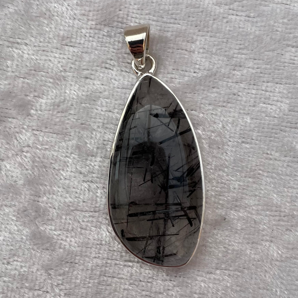 Black Tourmaline in Quartz Pendant