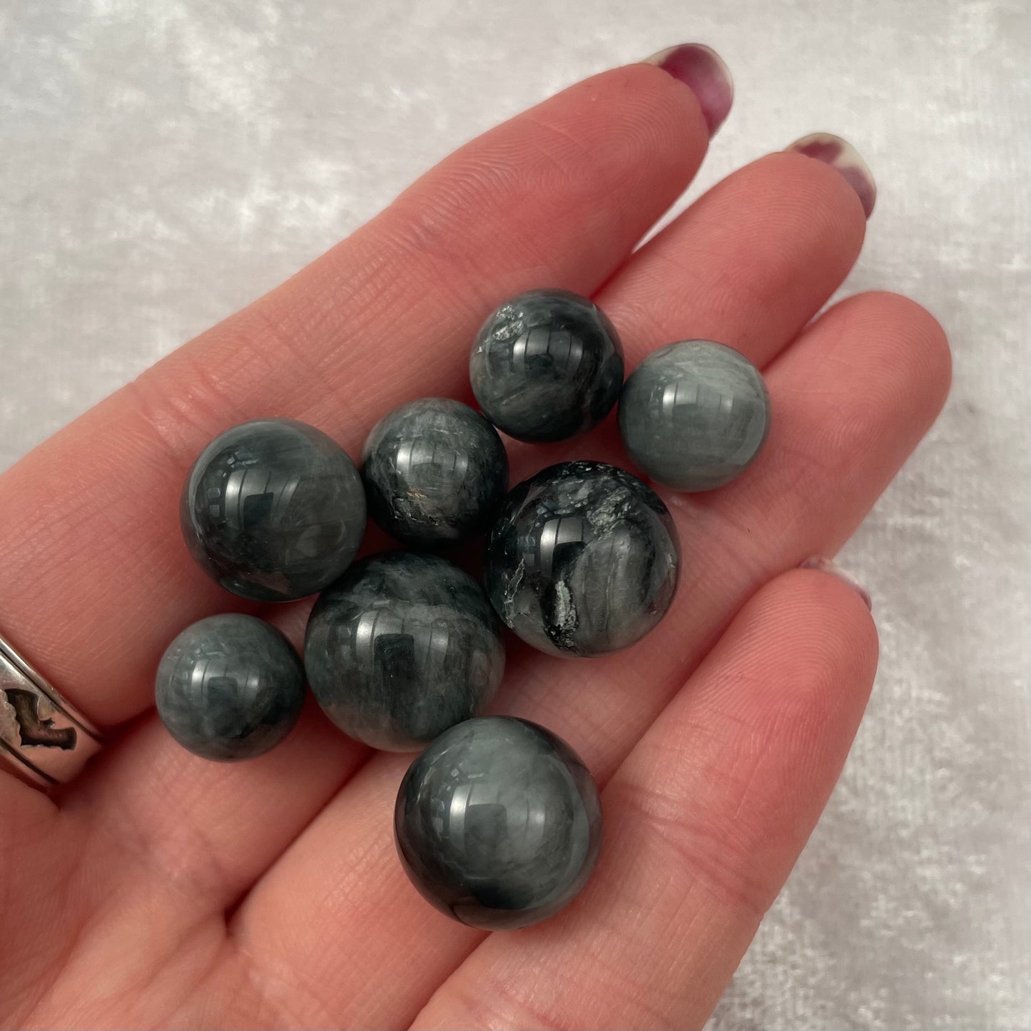 Mini Grey Cats Eye Spheres