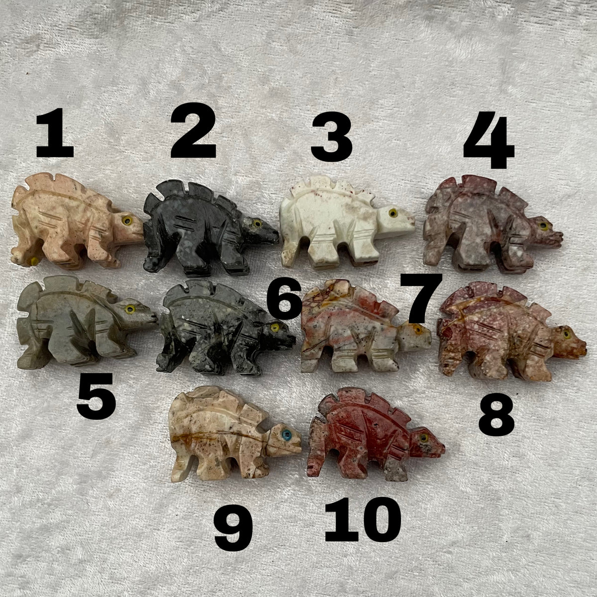 Soapstone Stegosaurus Dinosaur Carvings