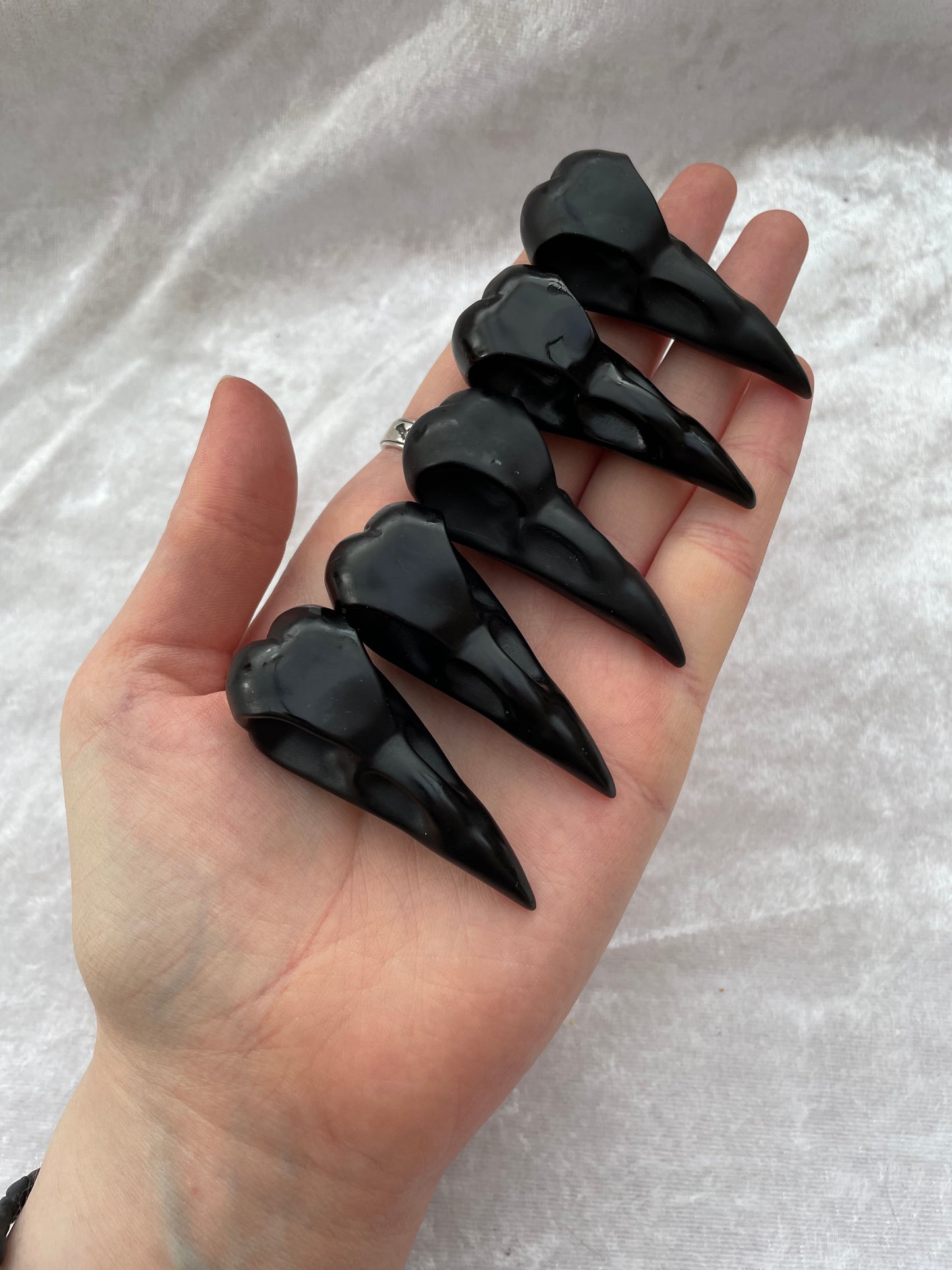 Black Obsidian Bird Skulls