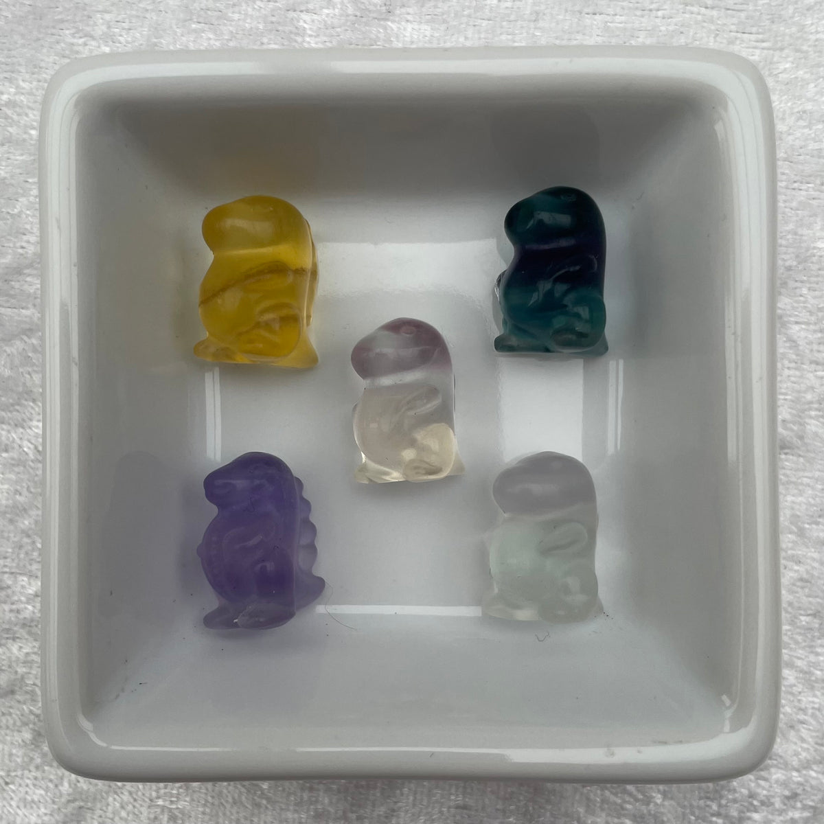 Mini Rainbow Fluorite Godzilla Dinosaur Carvings
