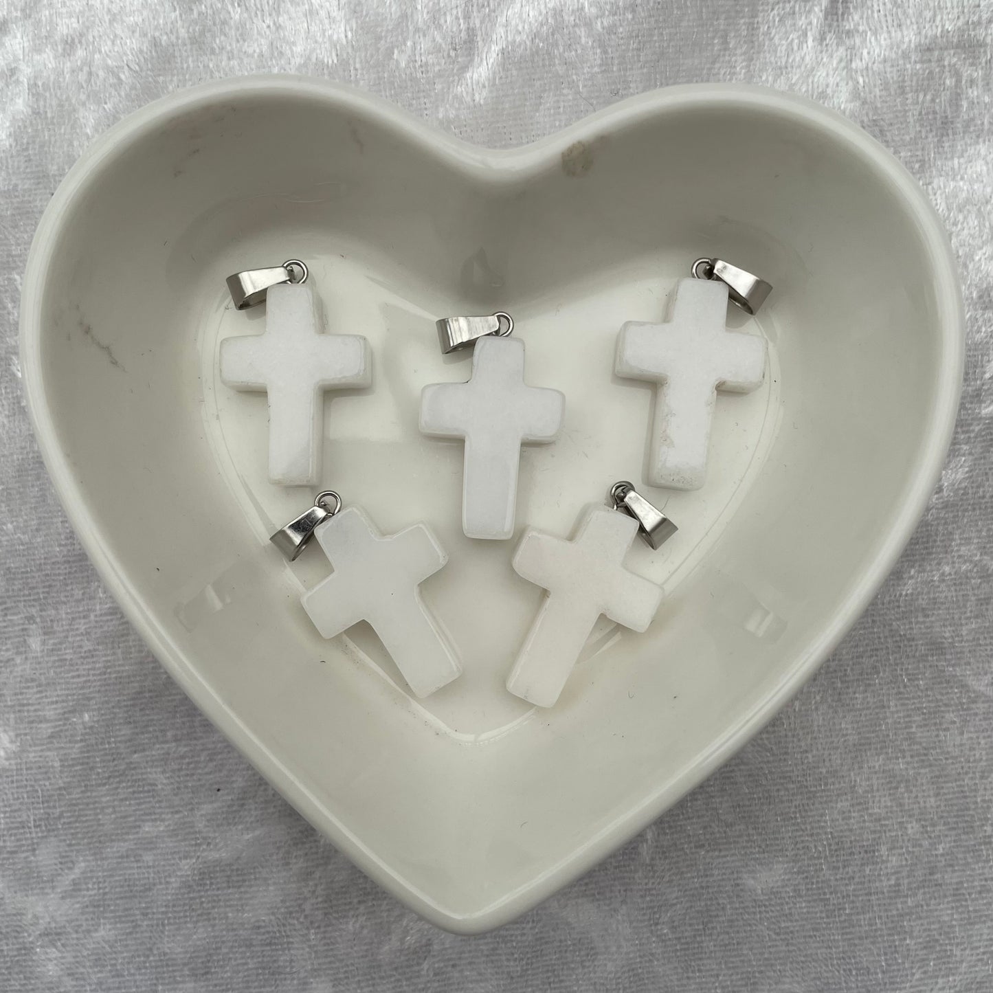 White Agate Cross Pendants