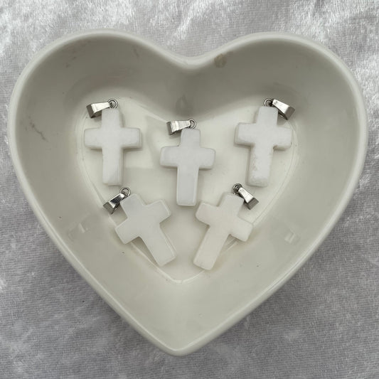 White Agate Cross Pendants