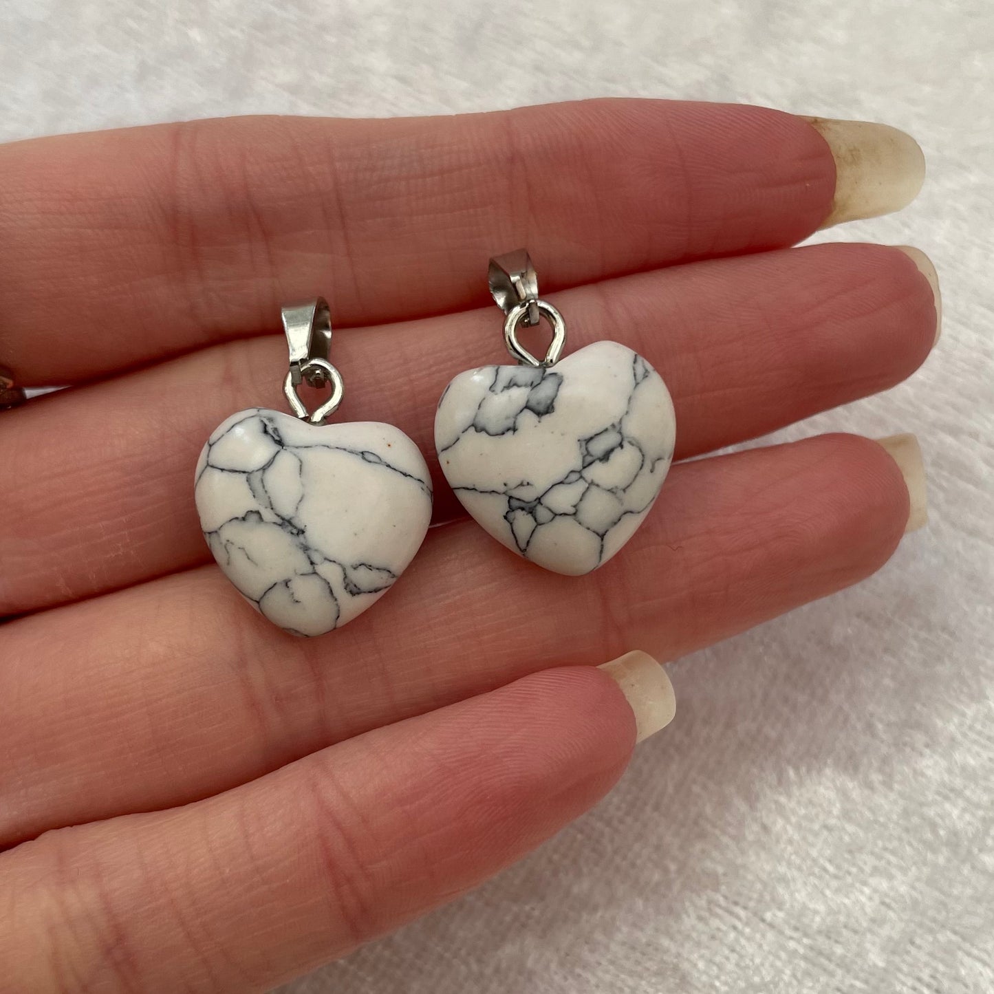 White Howlite Heart Pendants