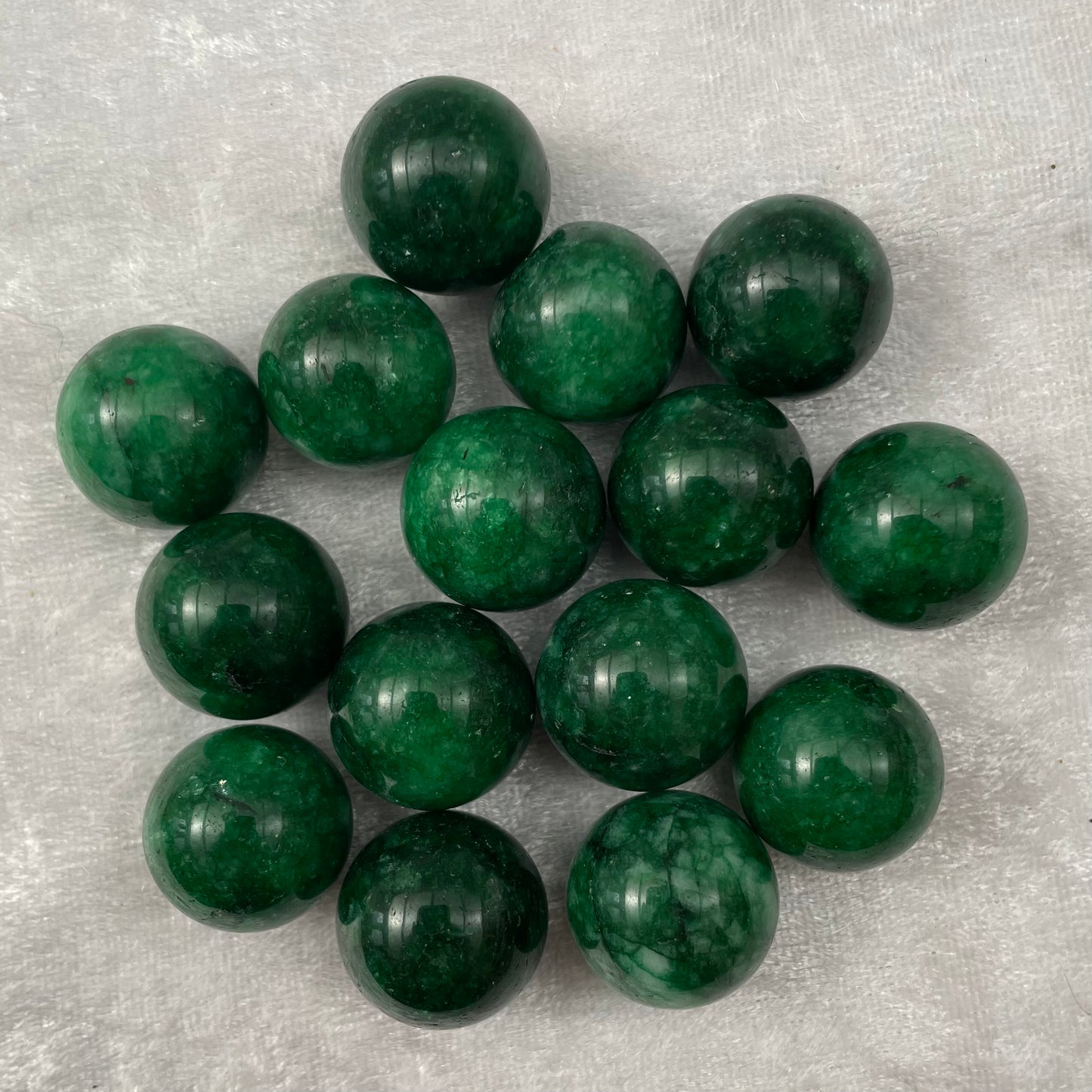 Green Quartz Spheres