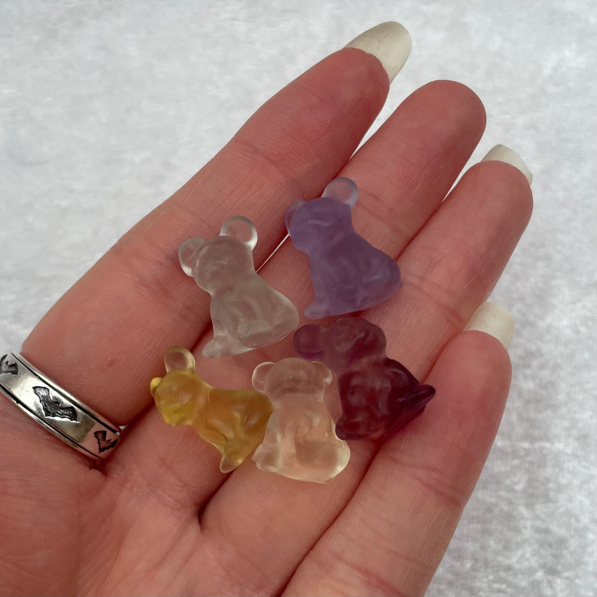 Mini Rainbow Fluorite French Bulldog Carvings