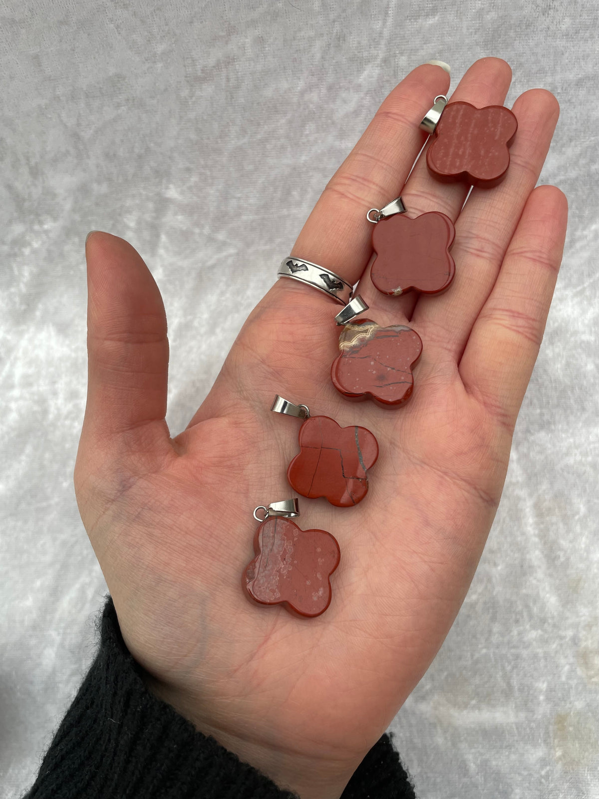Red Jasper Flower Pendants
