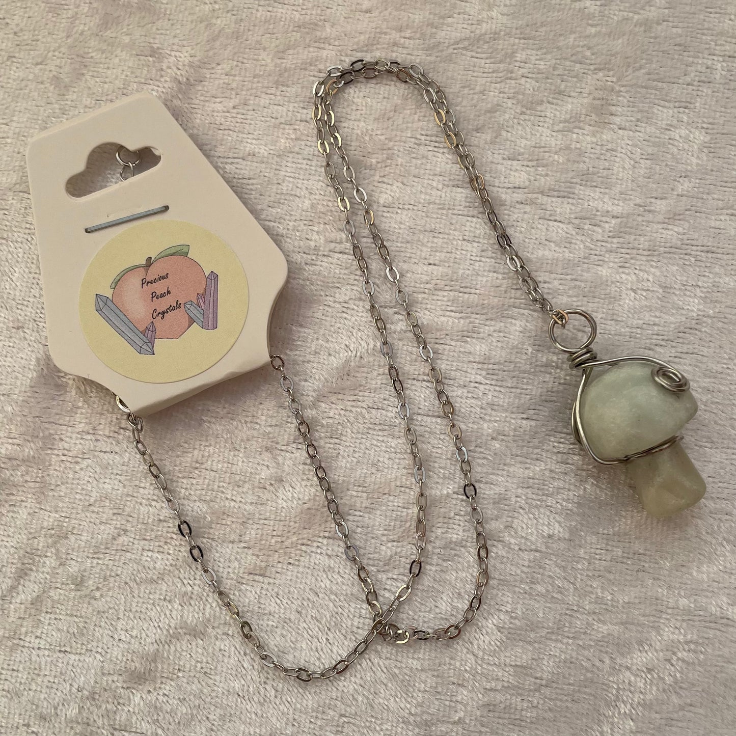 New Jade Wire Wrapped Mushroom Necklace