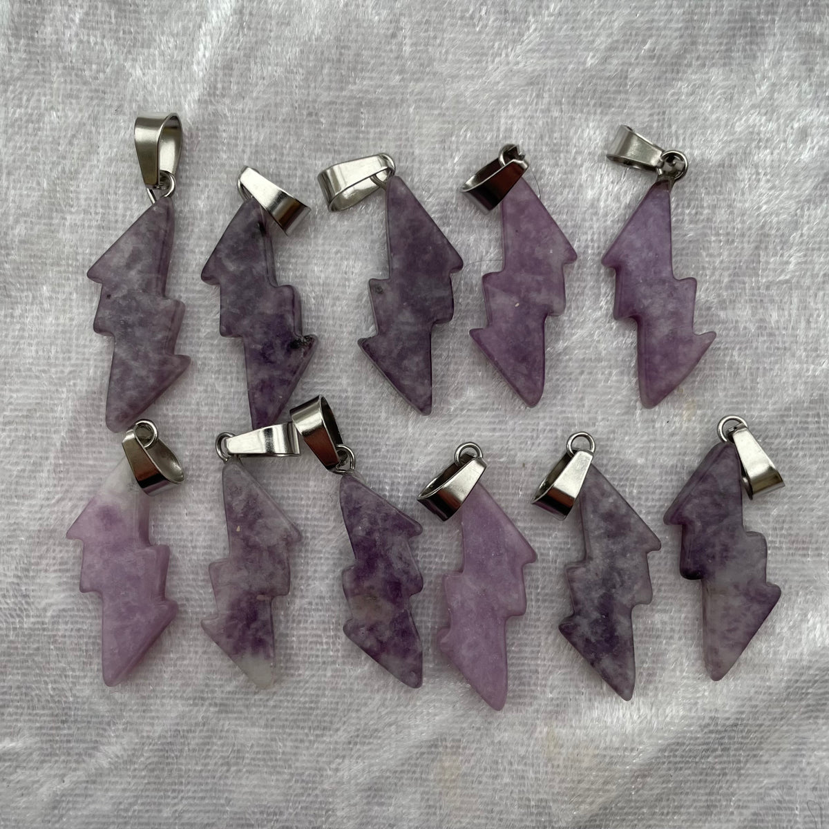 Lepidolite Lightning Pendants