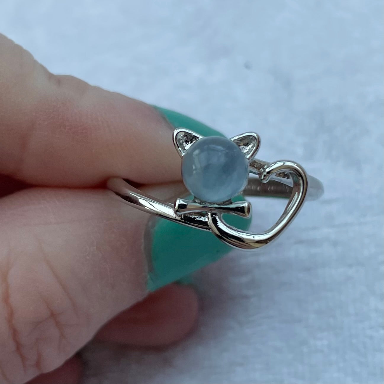 Aquamarine Cat Ring