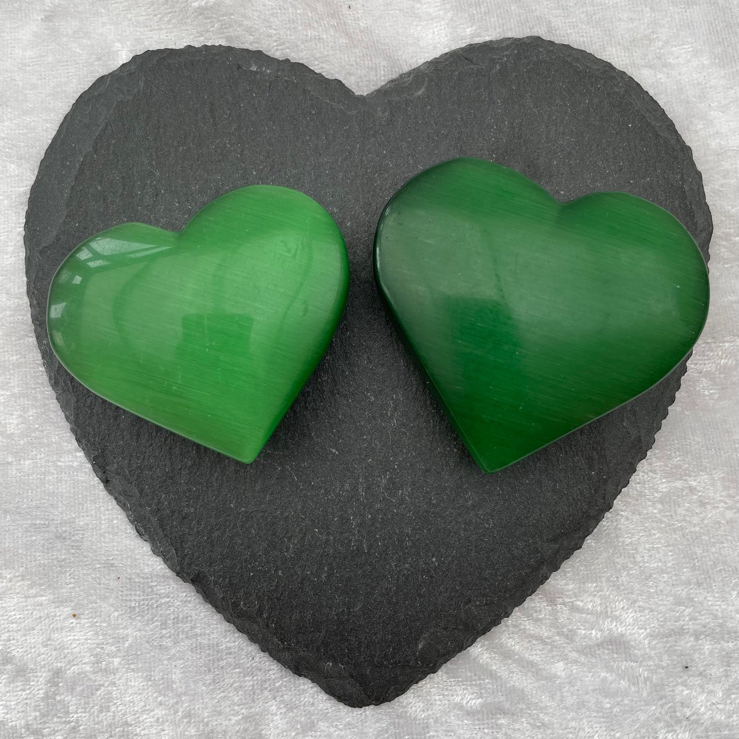 Green Cats Eye Hearts