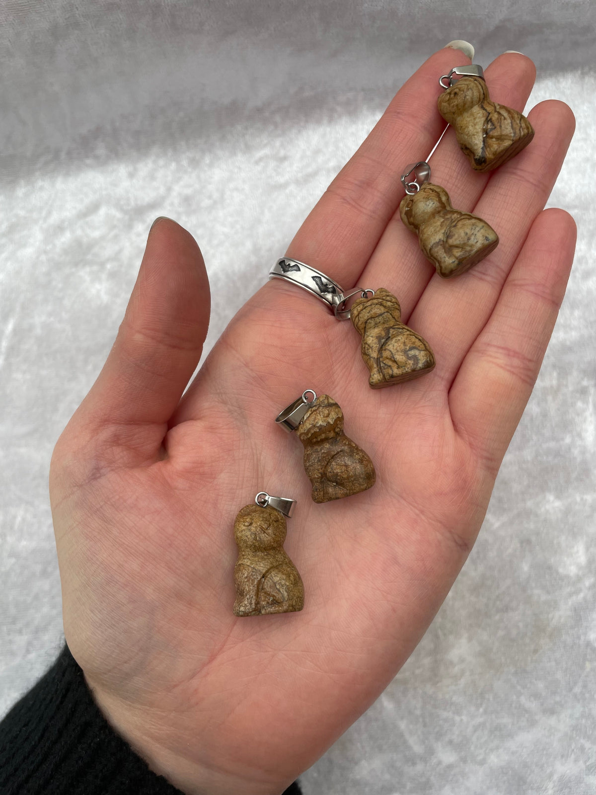 Picture Jasper Cat Pendants