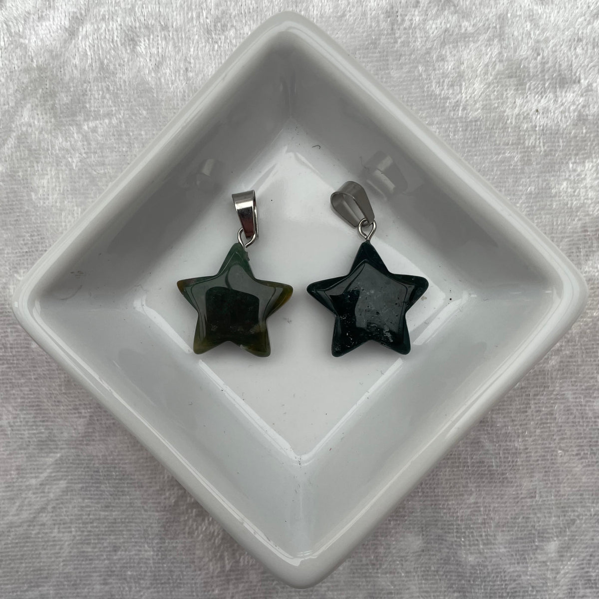 Moss Agate Star Pendants
