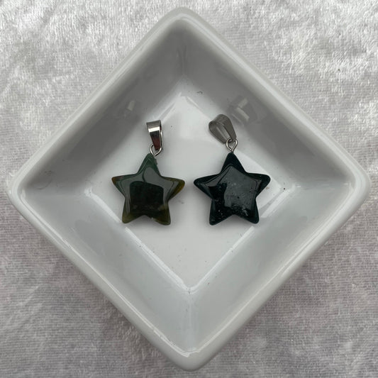 Moss Agate Star Pendants