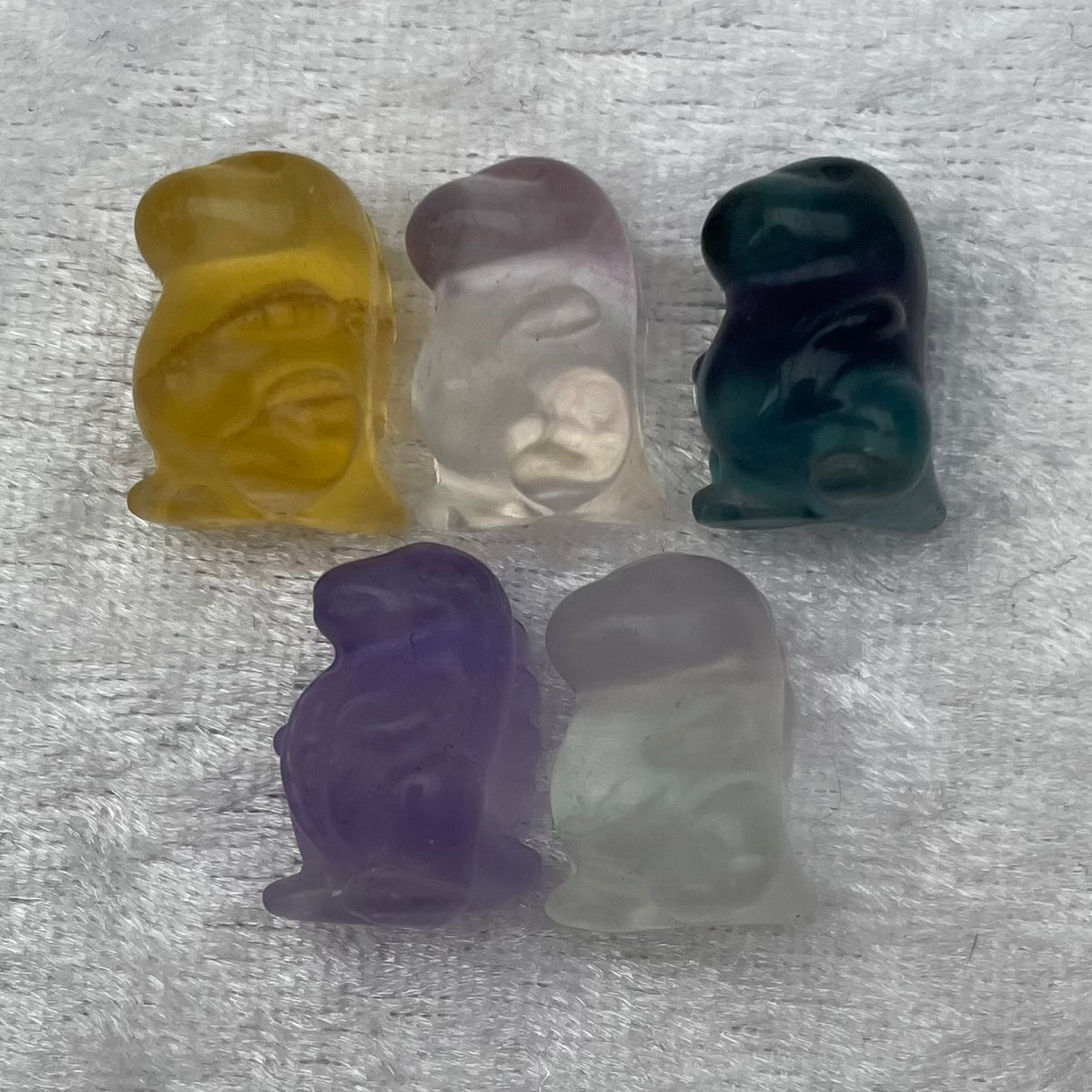Mini Rainbow Fluorite Godzilla Dinosaur Carvings