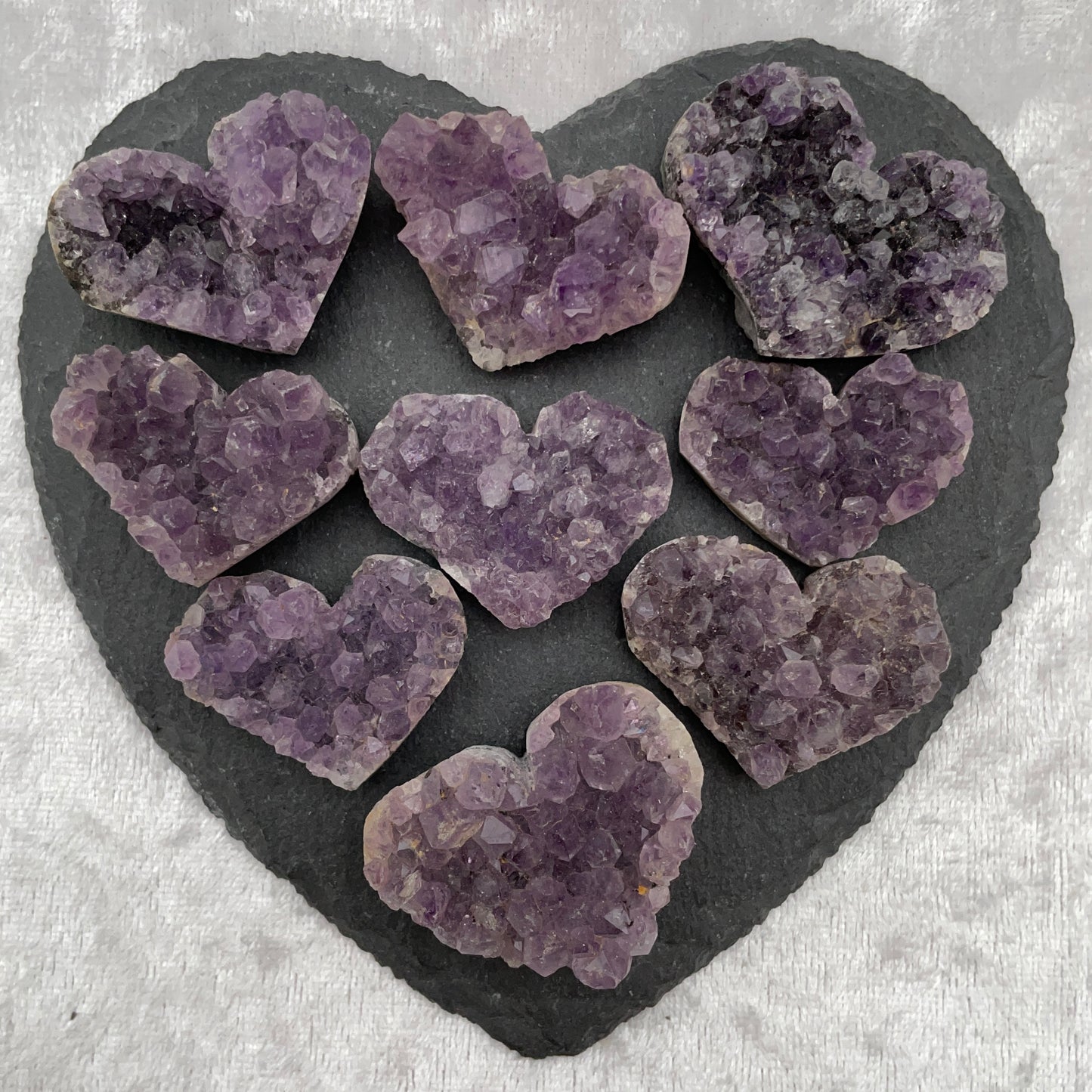 Amethyst Cluster Hearts