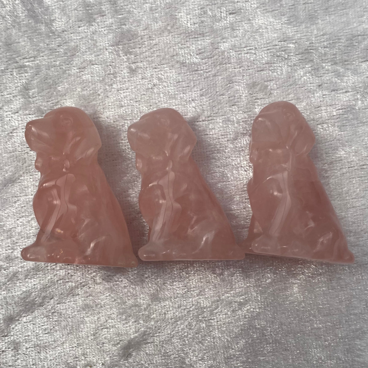 Rose Quartz Dog Carvings