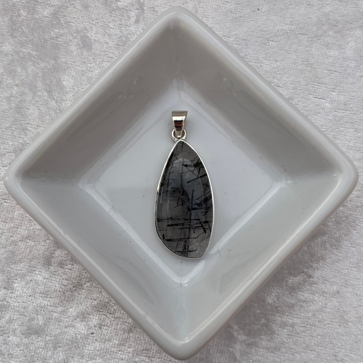 Black Tourmaline in Quartz Pendant