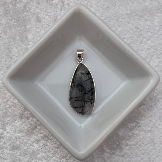 Black Tourmaline in Quartz Pendant
