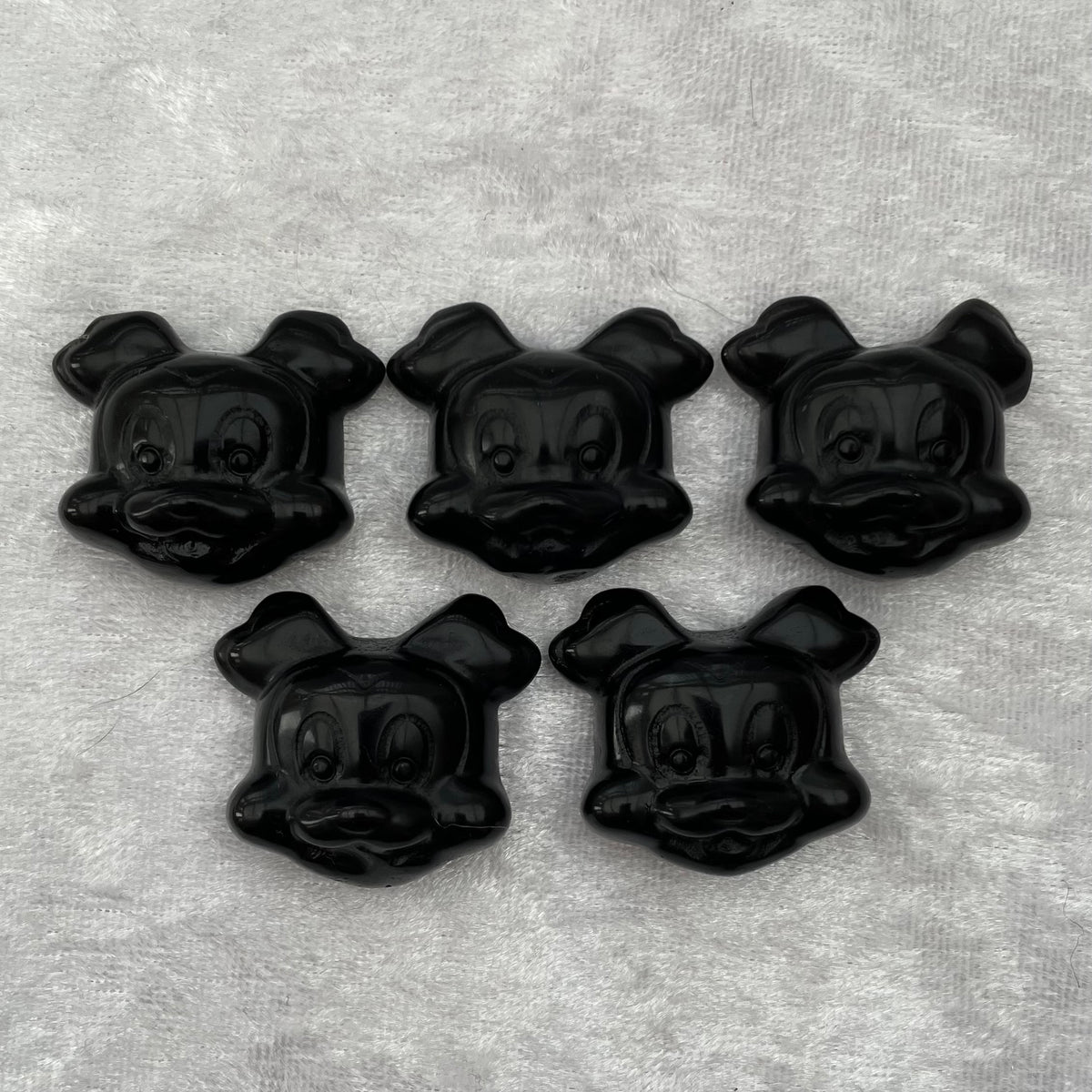 Black Obsidian Mickey Mouse Head Carvings