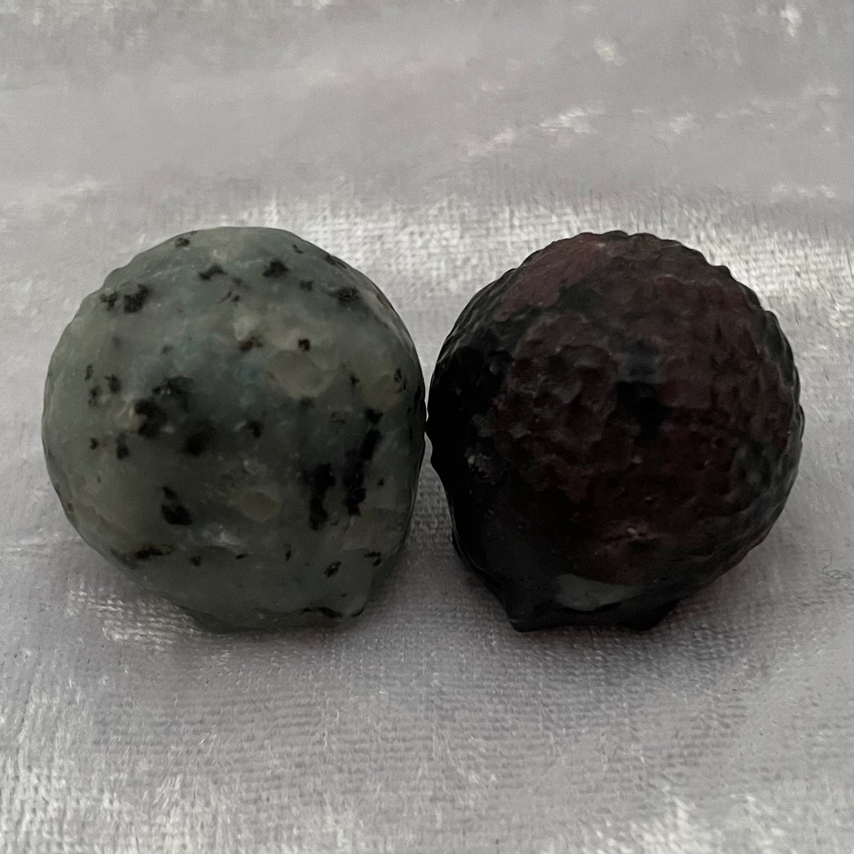 Kiwi Jasper and Garnet Hedgehog Carvings