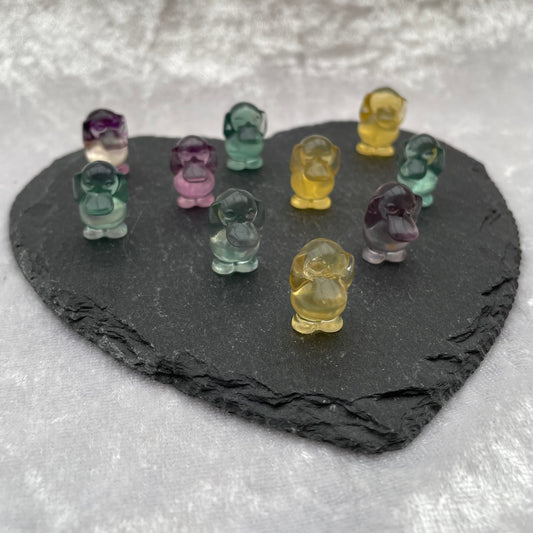 Mini Rainbow Fluorite Pokémon Psyduck carvings