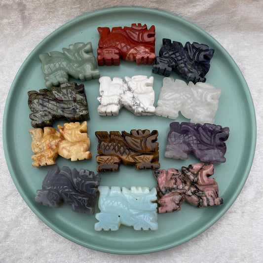 Chinese Dragon Crystal Carvings