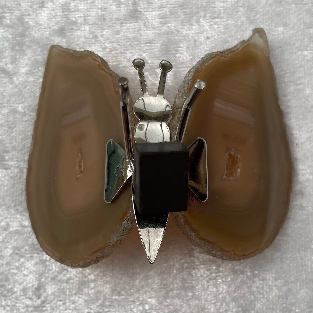 Brown Agate Slice Butterfly Magnets