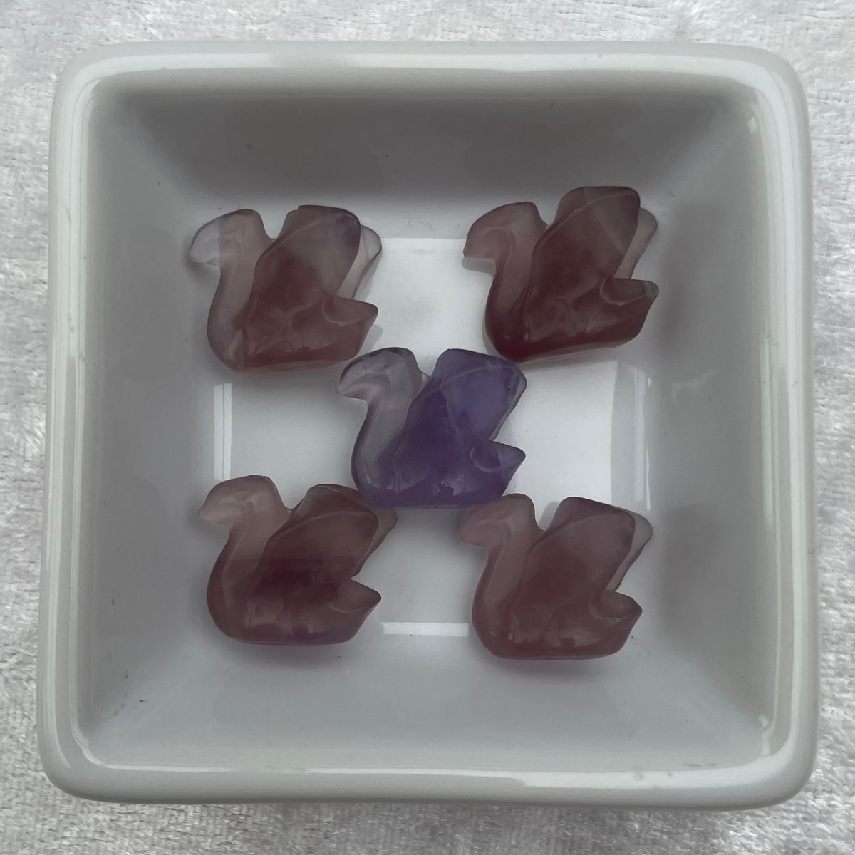 Mini Rainbow Fluorite Swan Carvings
