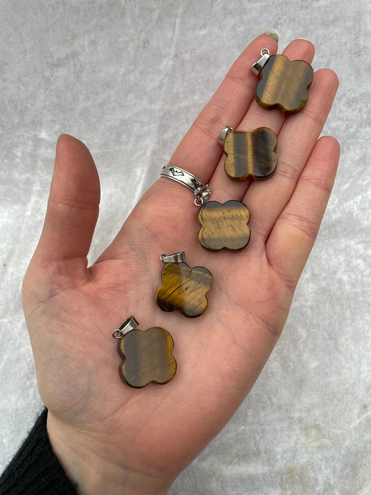 Tigers Eye Flower Pendants
