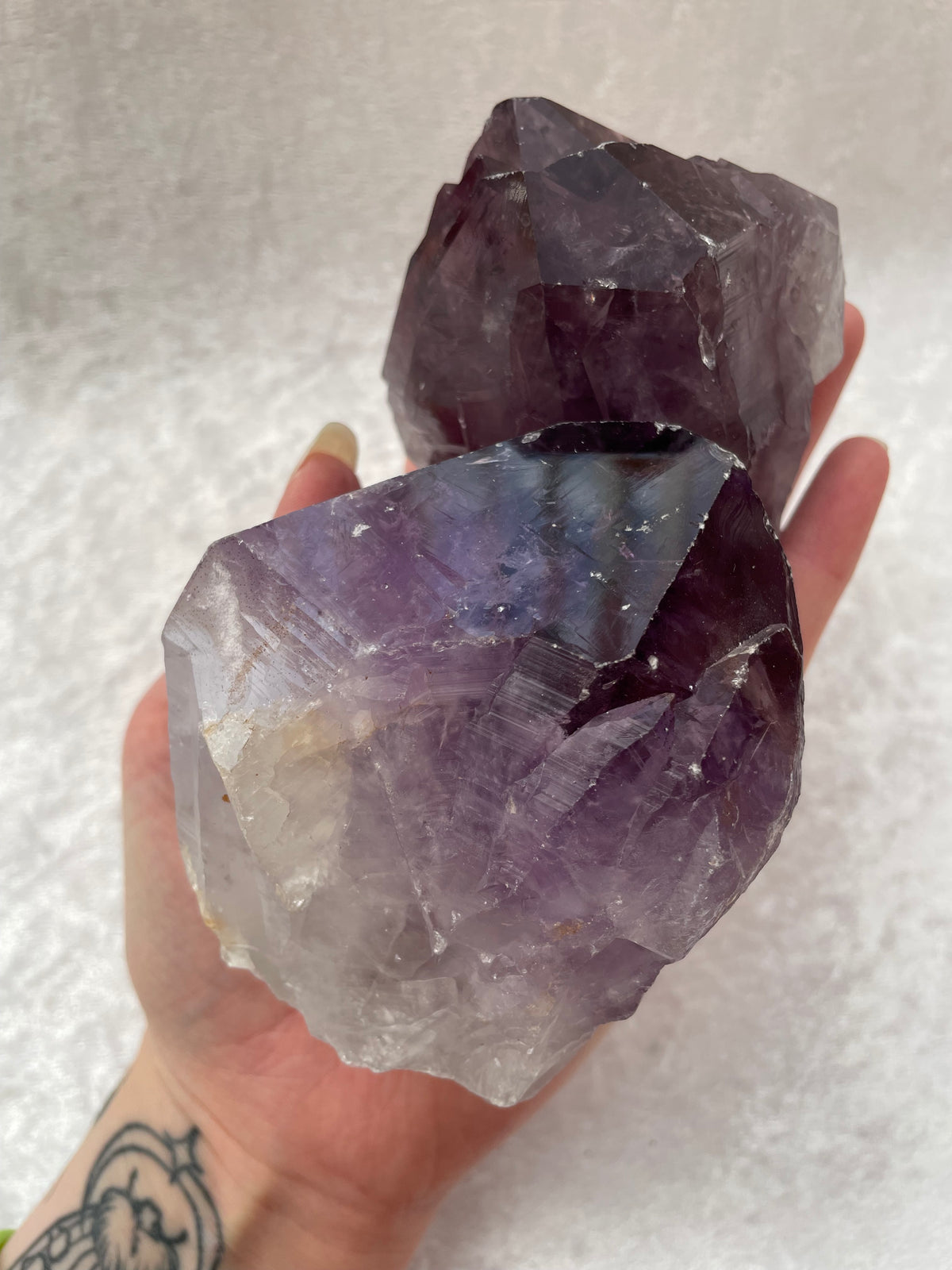 Large Half Polished Cut Base Amethyst Points
