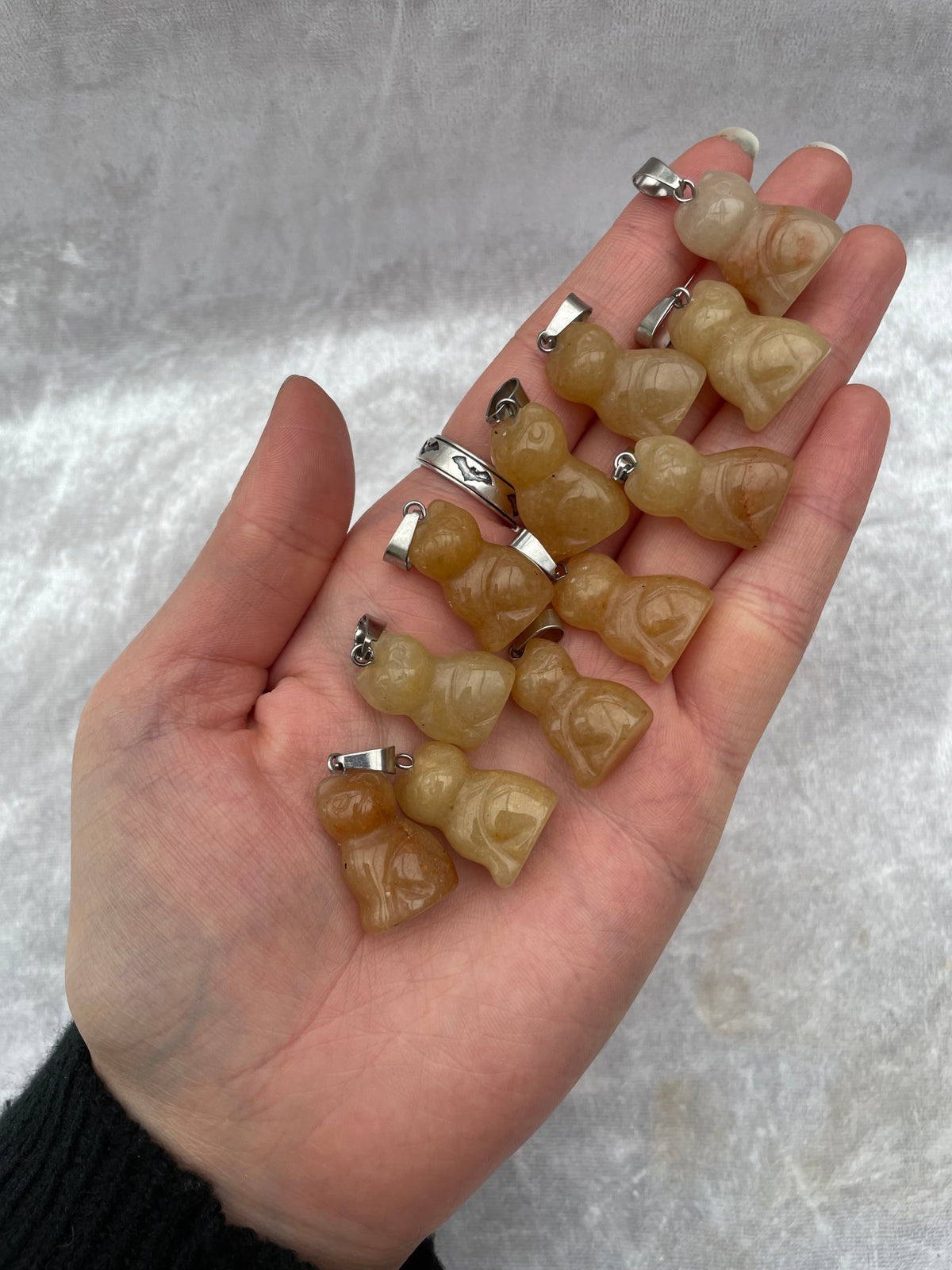 Peach Aventurine Cat Pendants