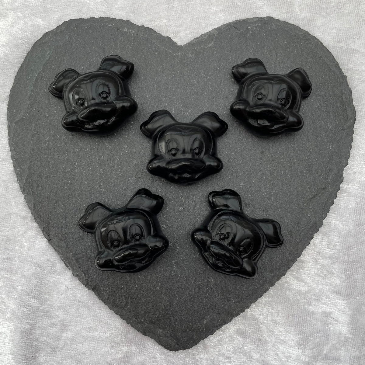 Black Obsidian Mickey Mouse Head Carvings