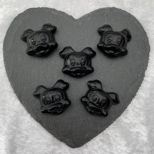 Black Obsidian Mickey Mouse Head Carvings