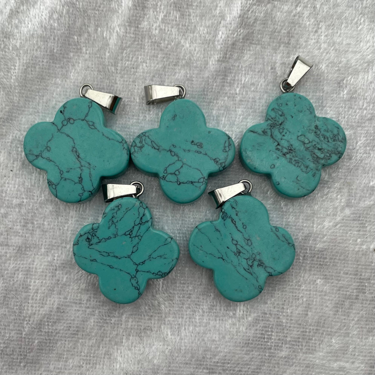 Blue Howlite Flower Pendants