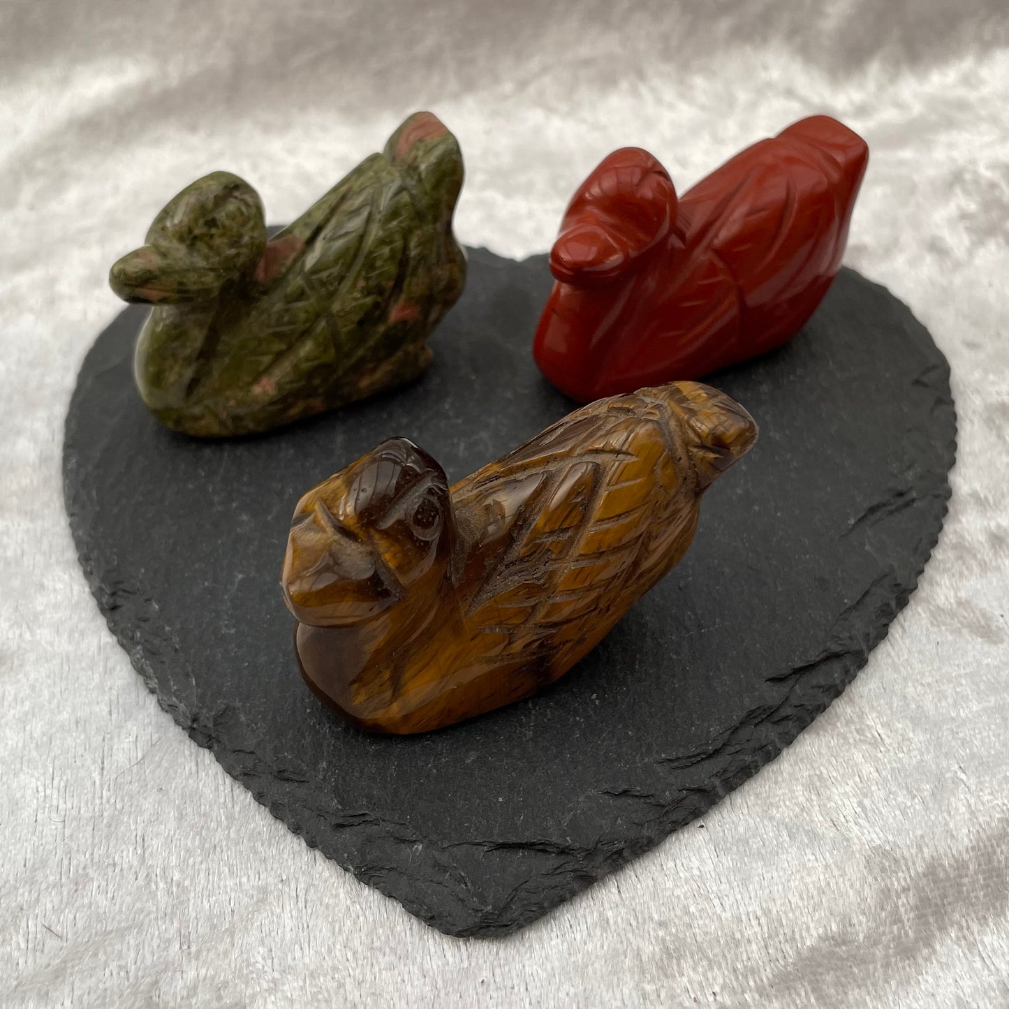 Unakite, Red Jasper and Tigers Eye Ducks