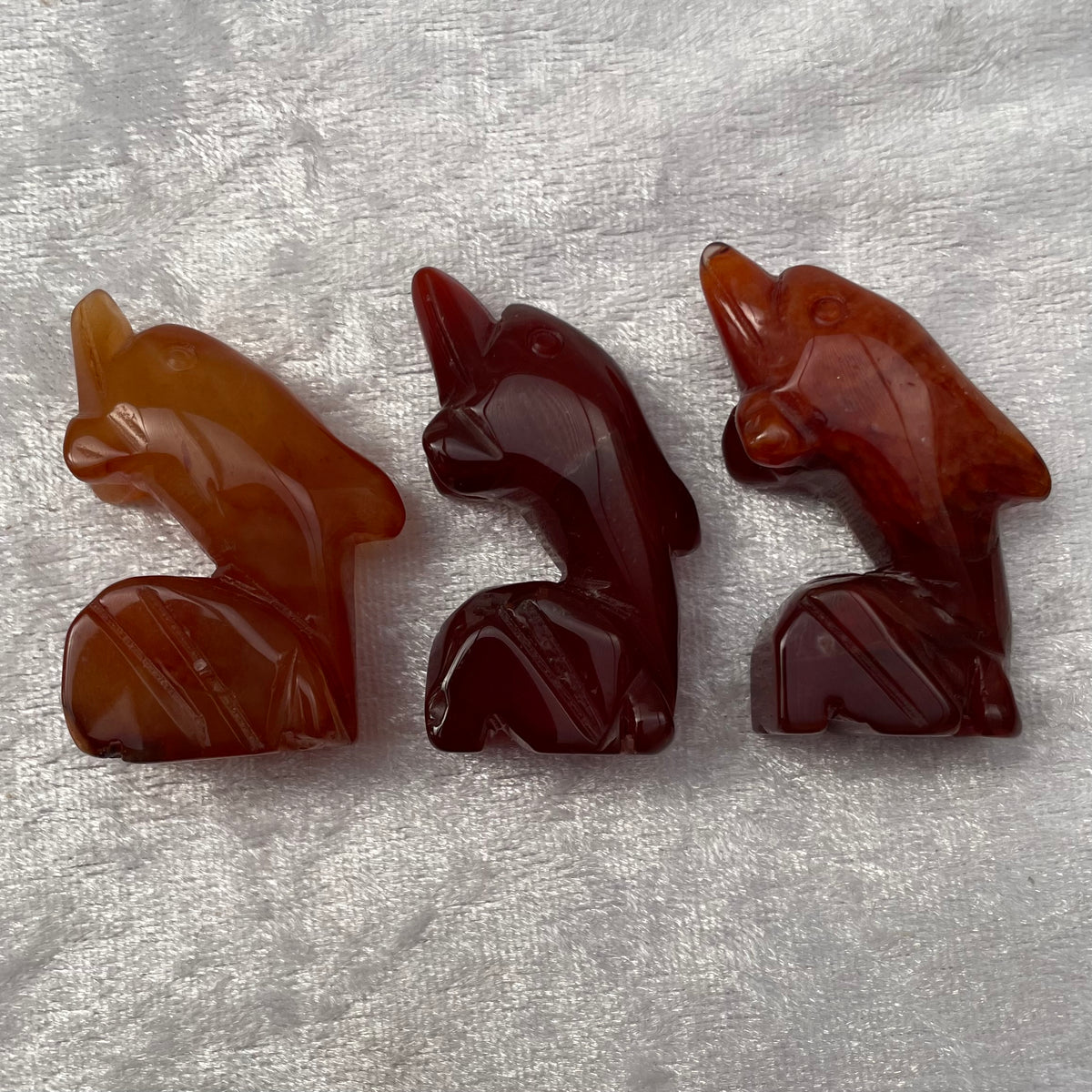 Carnelian Dolphin Carvings