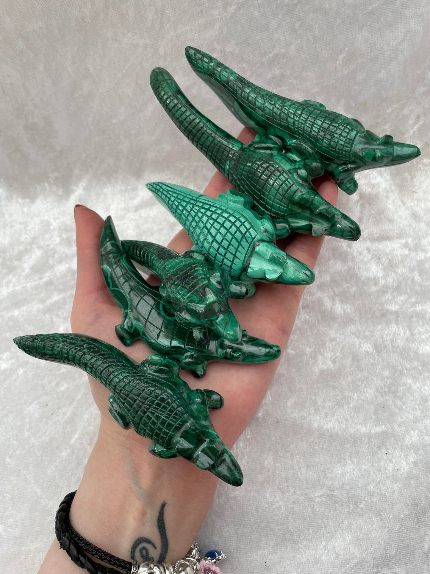 Malachite Crocodile Carvings