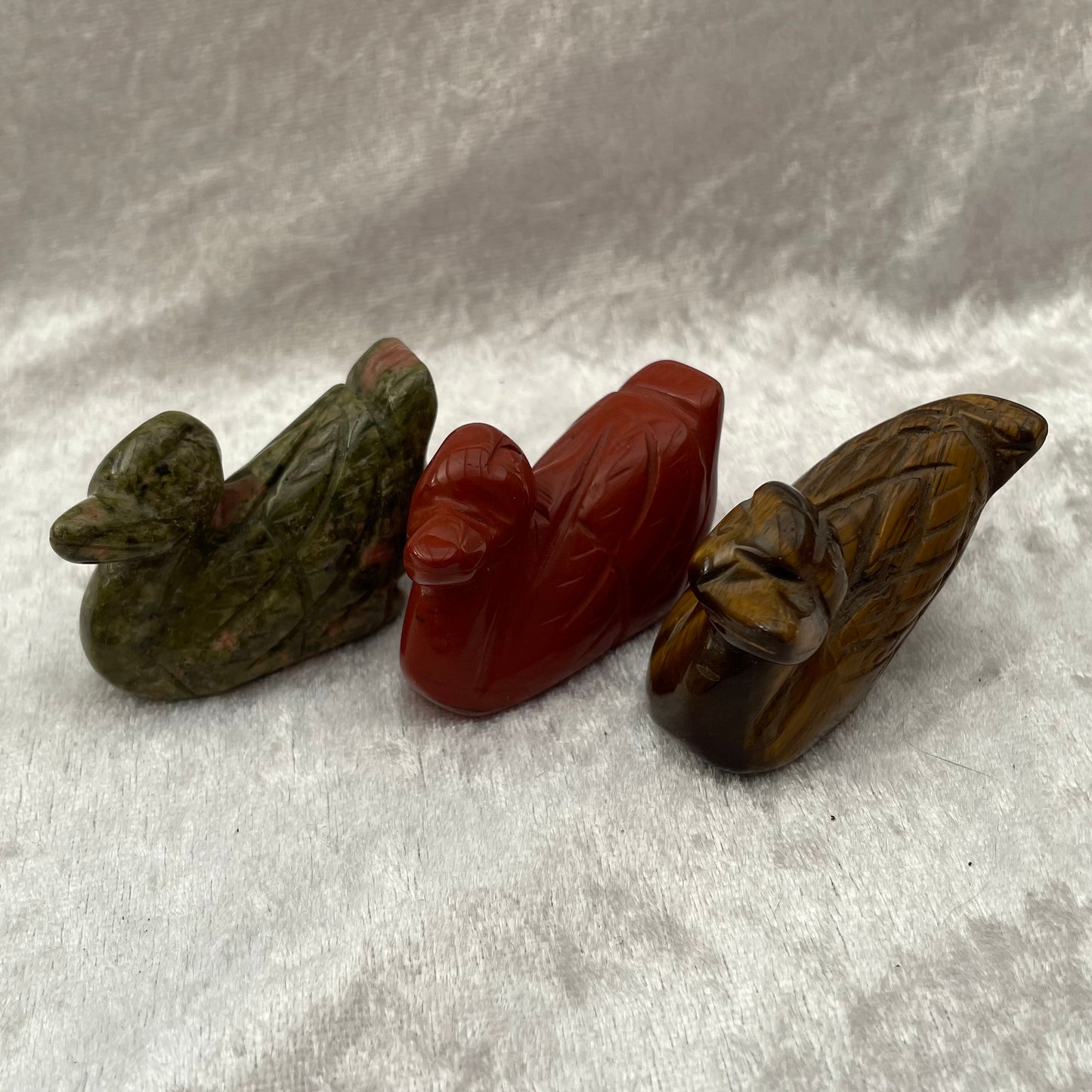 Unakite, Red Jasper and Tigers Eye Ducks