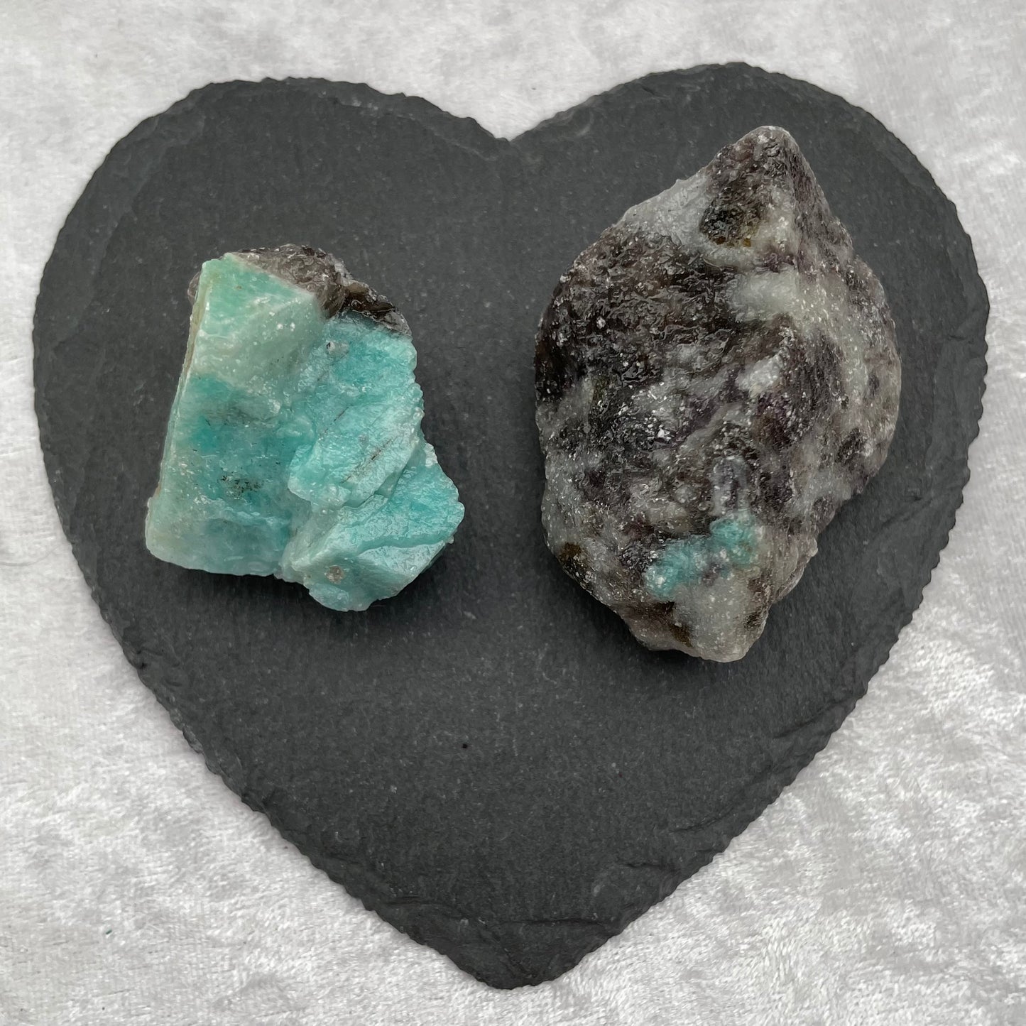 Rough Amazonite and Smoky Quartz