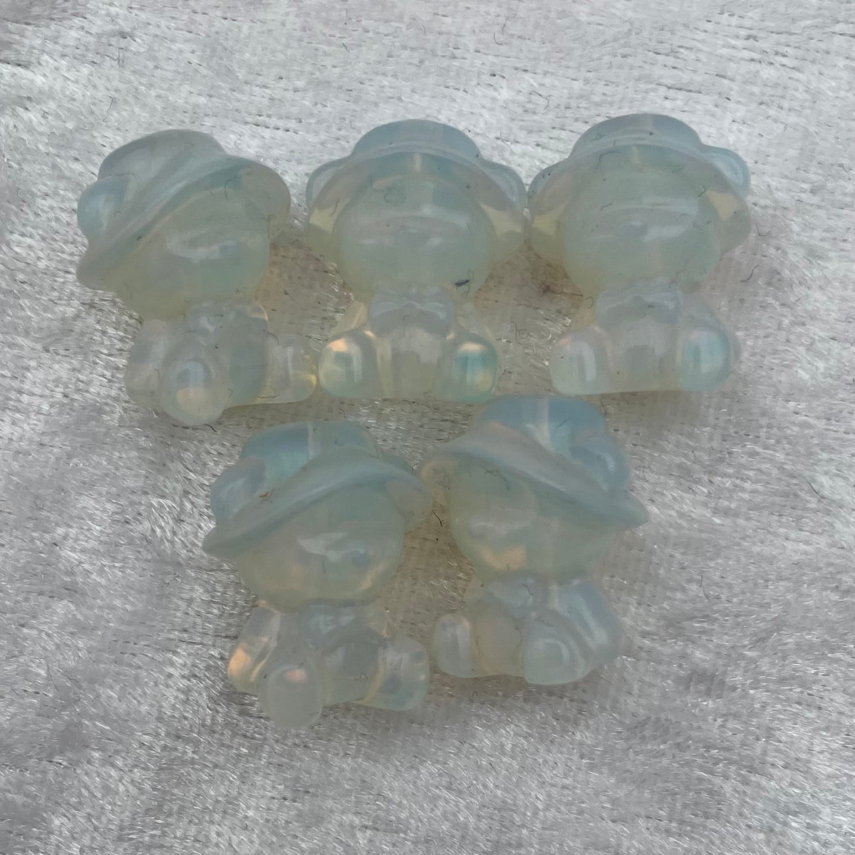 Mini Opalite Teddy Bear with Sunhat Carvings