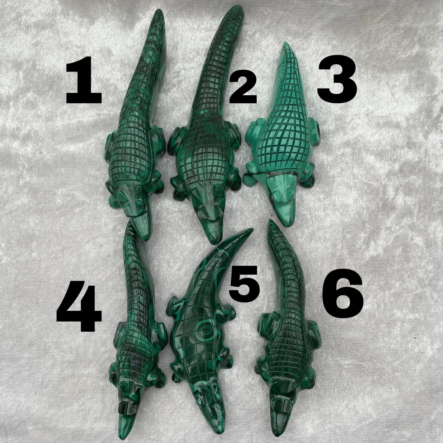 Malachite Crocodile Carvings