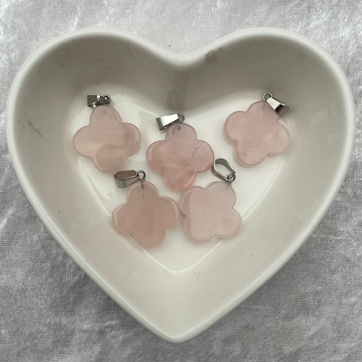 Rose Quartz Flower Pendants