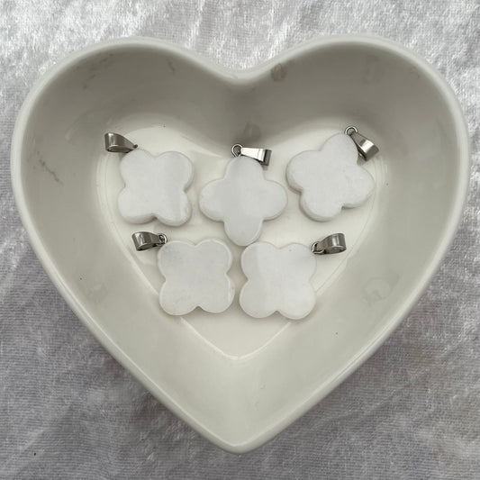White Agate Flower Pendants