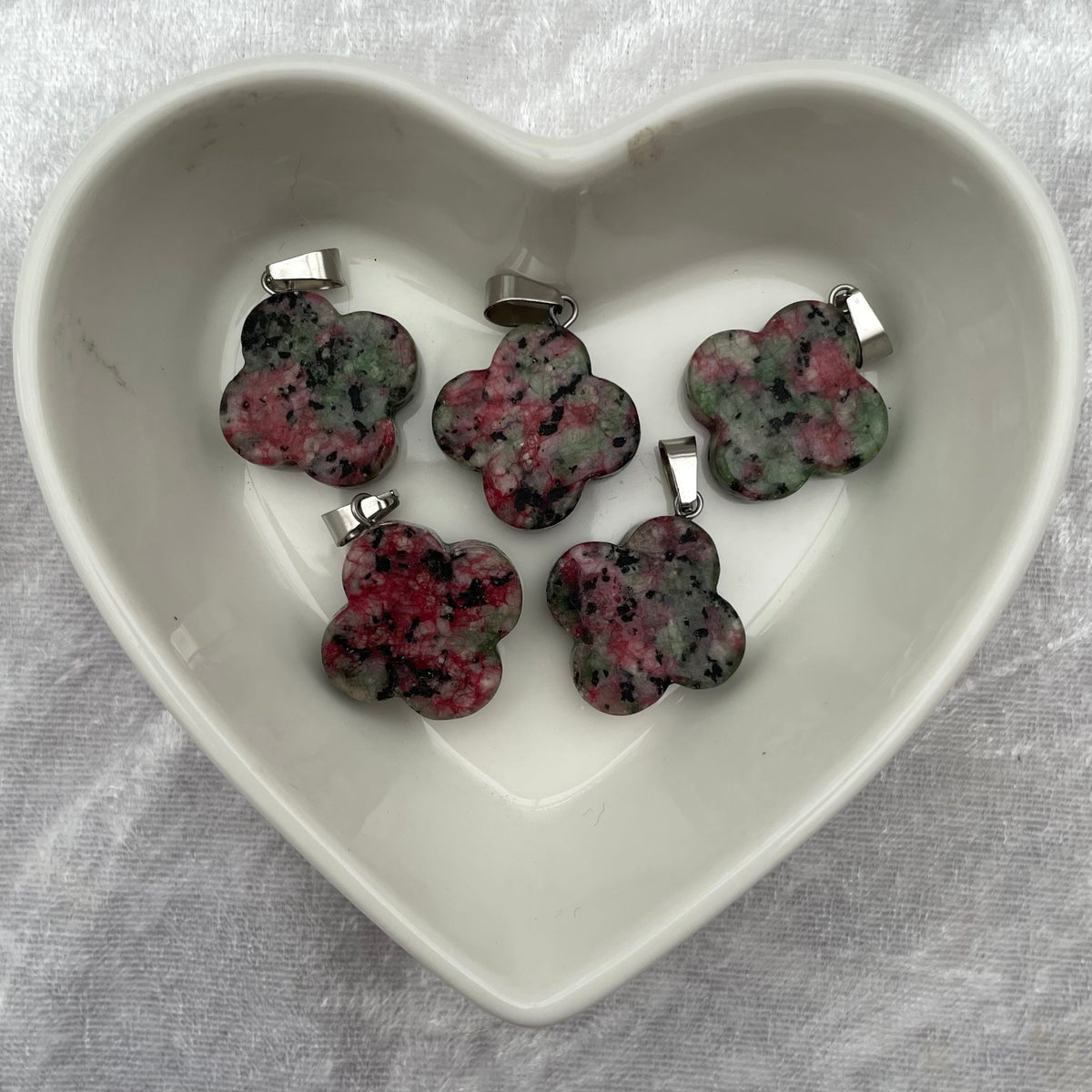 Ruby Zoisite Flower Pendants