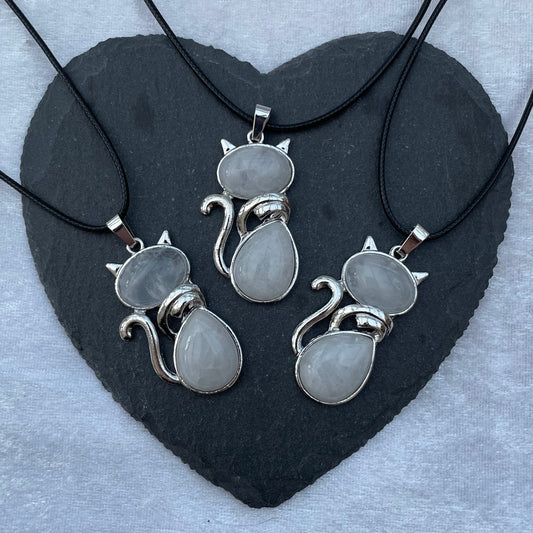 Clear Quartz Cat Necklaces