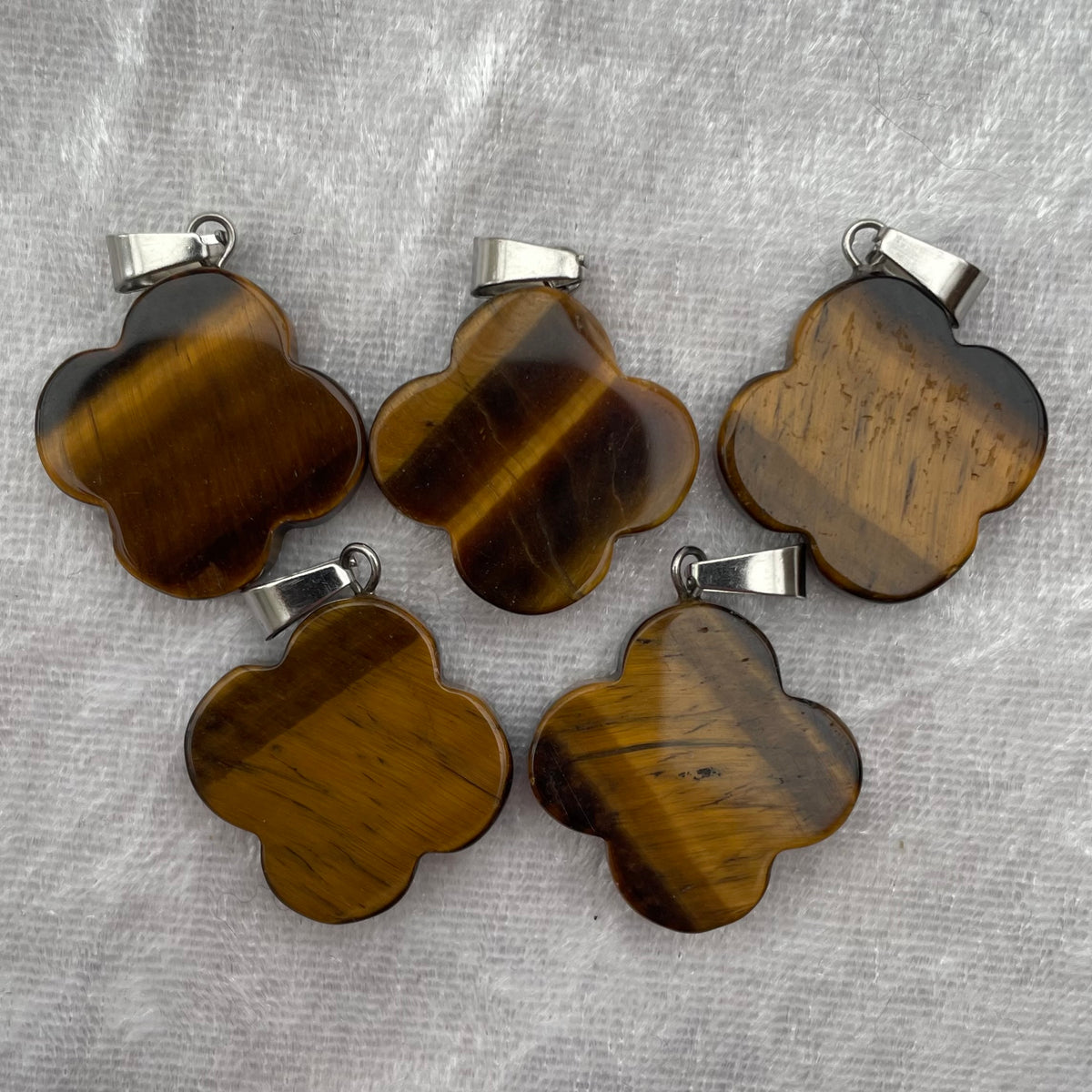 Tigers Eye Flower Pendants